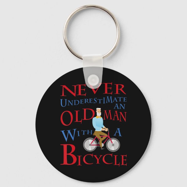 Mens Never Underestimate An Old Man With A Bow Arc Key Ring (Front)