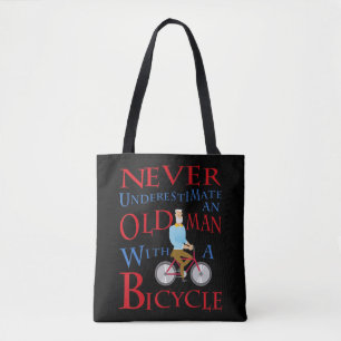 Mens Never Underestimate An Old Man With A Bow Arc Tote Bag