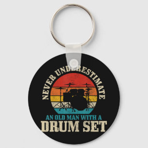 Mens Never Underestimate An Old Man With A Drum Se Key Ring