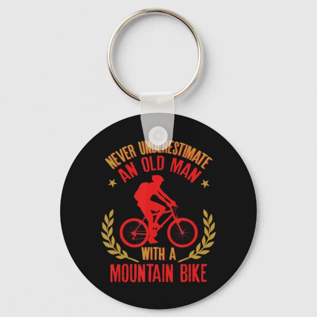 Mens Never Underestimate An Old Man With A Mountai Key Ring (Front)