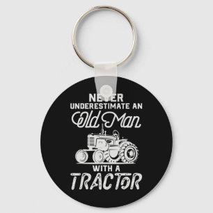 Mens Never Underestimate An Old Man With A Tractor Key Ring