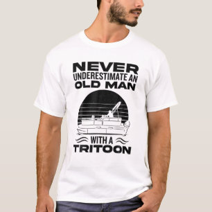 Mens Never Underestimate An Old Man With A Tritoon T-Shirt