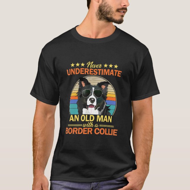 Mens Never Underestimate An Old Man With Border Co T-Shirt (Front)