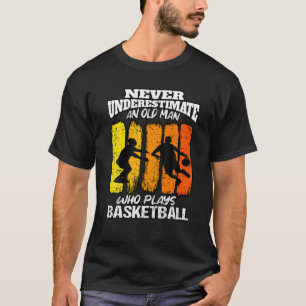 Mens Never Underestimate And Old Man Who Plays Bas T-Shirt