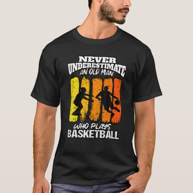 Mens Never Underestimate And Old Man Who Plays Bas T-Shirt (Front)