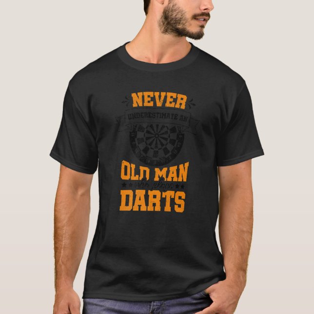 Mens Never Underestimate And Old Man Who Plays Dar T-Shirt (Front)