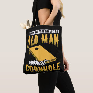 Mens Never Underestimate Old Man Bag Bean Cornhole