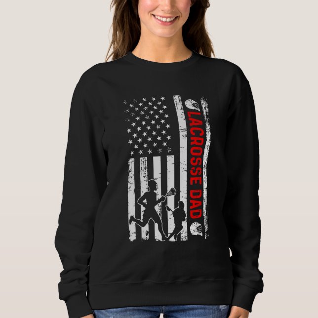 Mens New Dad Soon To Be Lacrosse Daddy Retro Ameri Sweatshirt (Front)