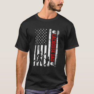 Mens New Dad Soon To Be Lacrosse Daddy Retro Ameri T-Shirt