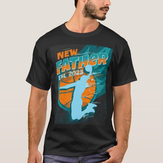 Mens New Father Est. 2023 Future Dad Basketball Da T-Shirt (Front)