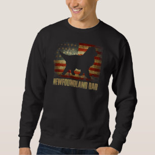 Mens Newfoundland Dad Vintage American Flag Patrio Sweatshirt
