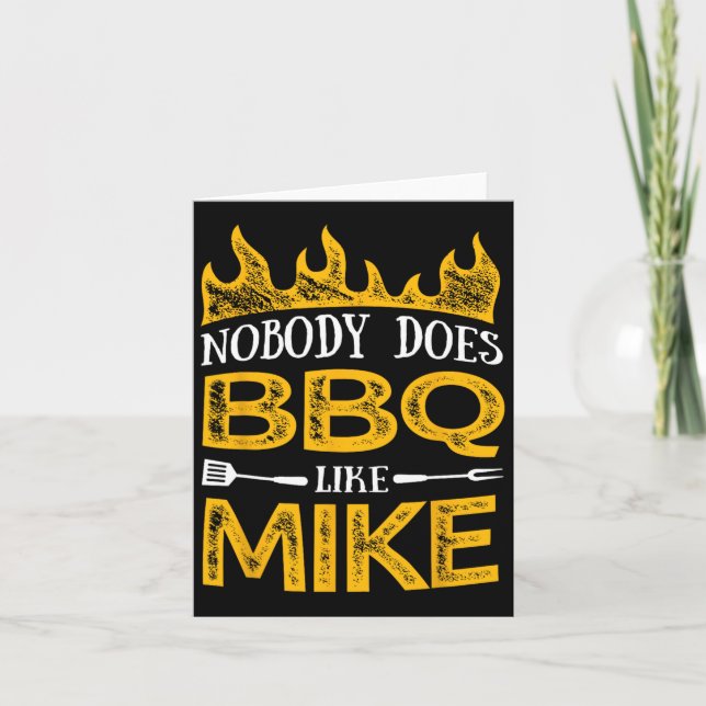 Mens Nobody Does Bbq Like Mike  Card (Front)