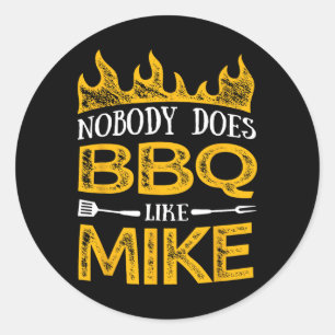 Mens Nobody Does Bbq Like Mike Classic Round Sticker