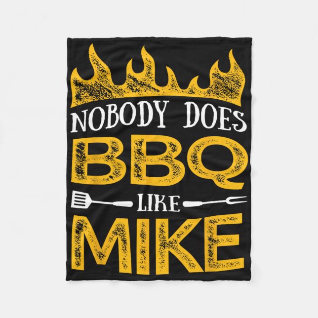 Mens Nobody Does Bbq Like Mike  Fleece Blanket (Front)
