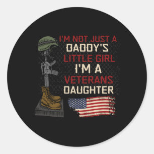 Mens Not A Daddys Little Girl A Veterans Daughter Classic Round Sticker