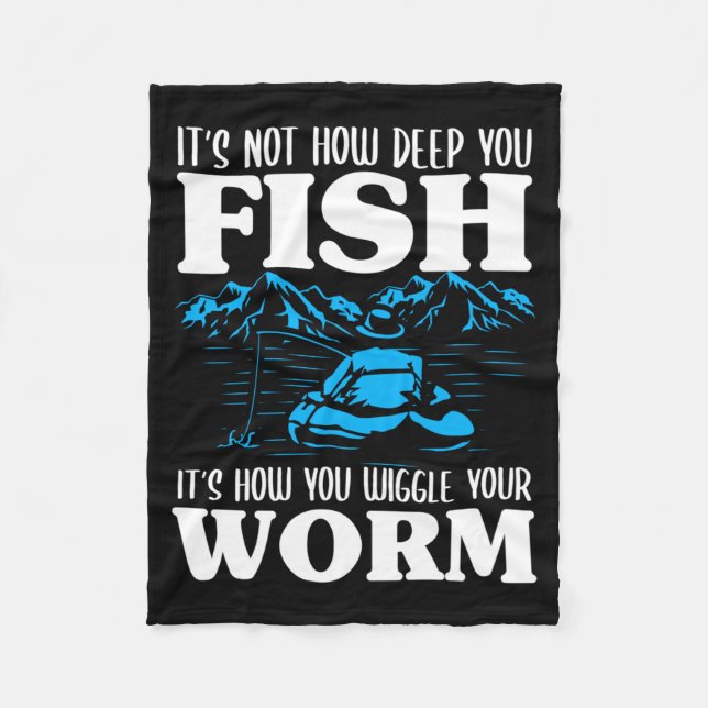 Mens Not How Deep Fish How Wiggle Worm Performance Fleece Blanket (Front)