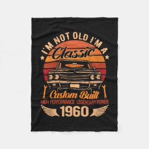 Mens not old a classic born 1960 car graphic fleece blanket