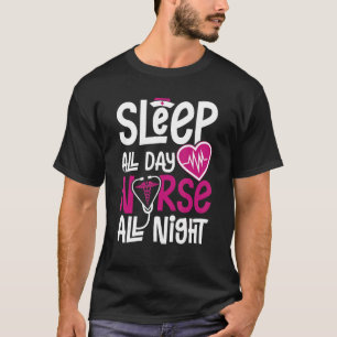 Mens Nurse All Night  Medical Emergency T-Shirt