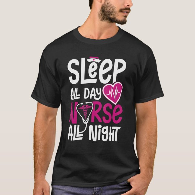 Mens Nurse All Night  Medical Emergency T-Shirt (Front)