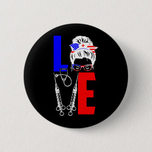 Mens Nurse Love 4th Of July Aamerican Flag 6 Cm Round Badge