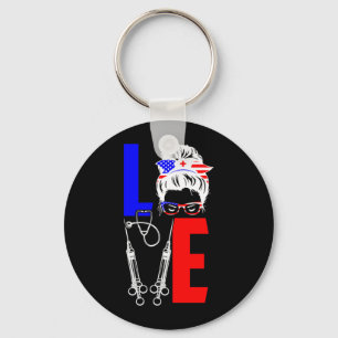 Mens Nurse Love 4th Of July Aamerican Flag Key Ring