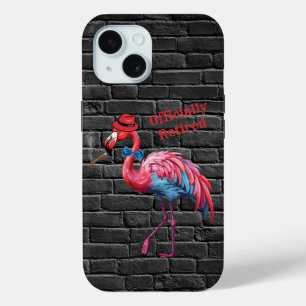 Men's Officially Retired Dapper Flamingo Hat Cigar iPhone 15 Case