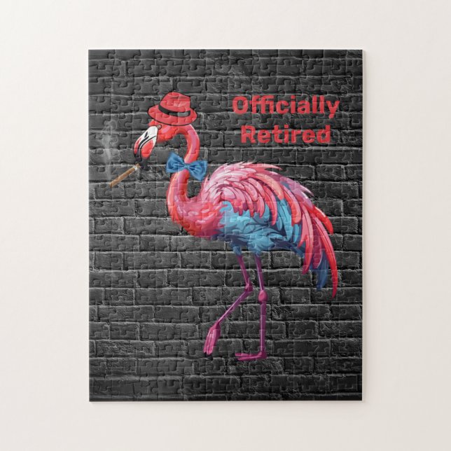 Men's Officially Retired Dapper Flamingo Hat Cigar Jigsaw Puzzle (Vertical)