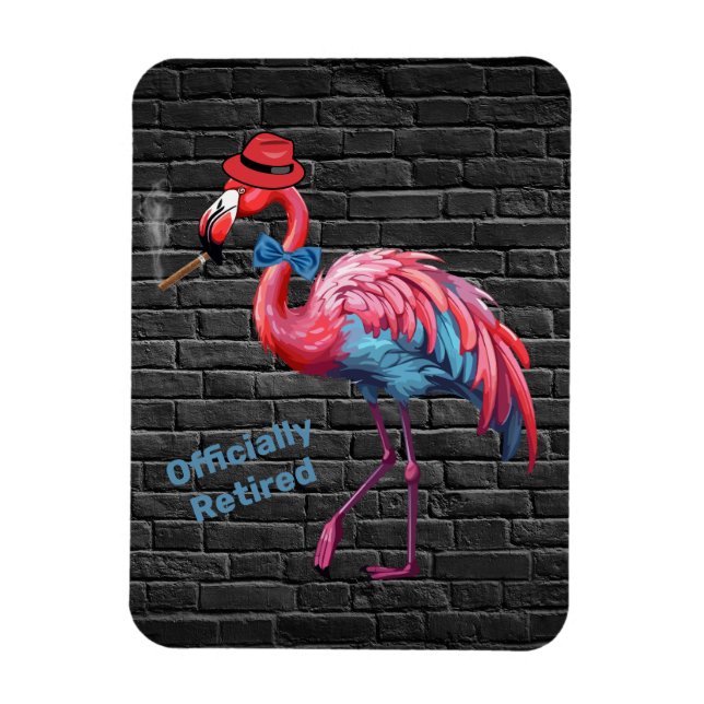 Men's Officially Retired Dapper Flamingo Hat Cigar Magnet (Vertical)