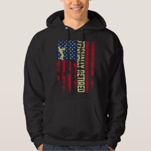 Mens O'fishally Retired Dad Usa Patriotic Flag Fat Hoodie