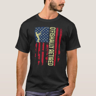 Mens O'fishally Retired Dad Usa Patriotic Flag Fat T-Shirt