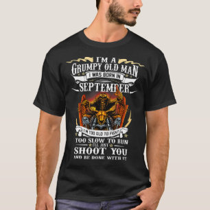 Mens Old Bike Was Born In September Motorcycle Bik T-Shirt