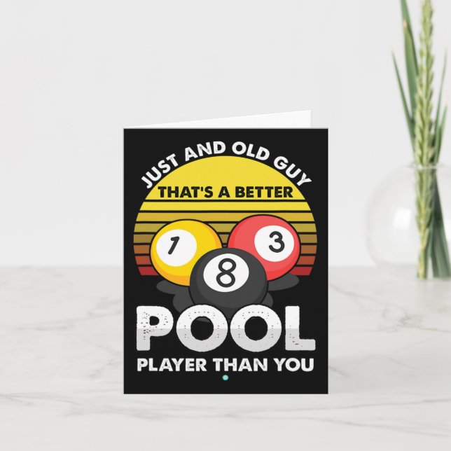 Mens Old Guy Pool Player - Funny Billiards Gift Id Card (Front)