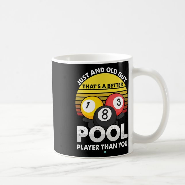 Mens Old Guy Pool Player - Funny Billiards Gift Id Coffee Mug (Right)