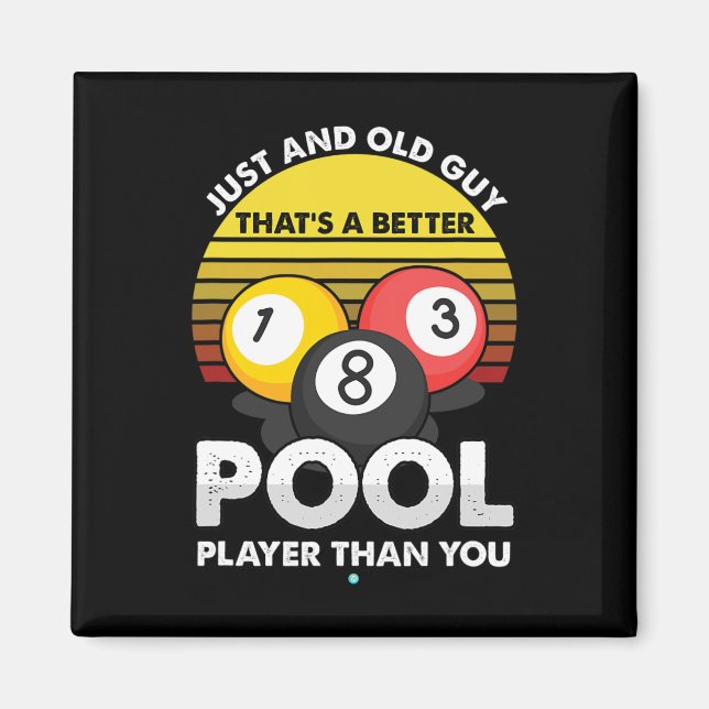 Mens Old Guy Pool Player - Funny Billiards Gift Id Magnet (Front)