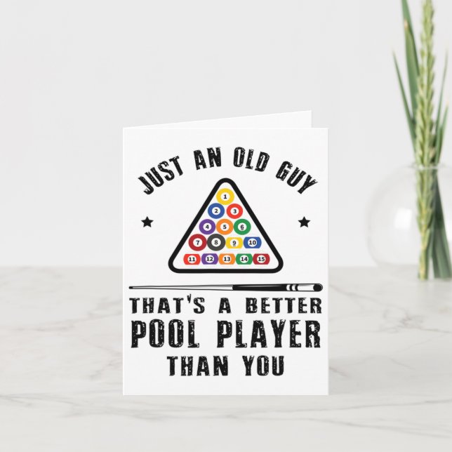 Mens Old Guy Pool Player Gift For Elder Billiards  Card (Front)