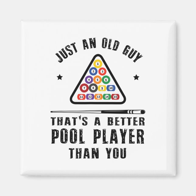 Mens Old Guy Pool Player Gift For Elder Billiards  Magnet (Front)