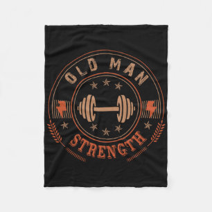 Mens Old Man Strength Gym Shirt Father's Day Gift Fleece Blanket