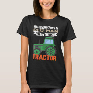 Mens Old Man With A Tractor Farm Driver Vintage 2 T-Shirt