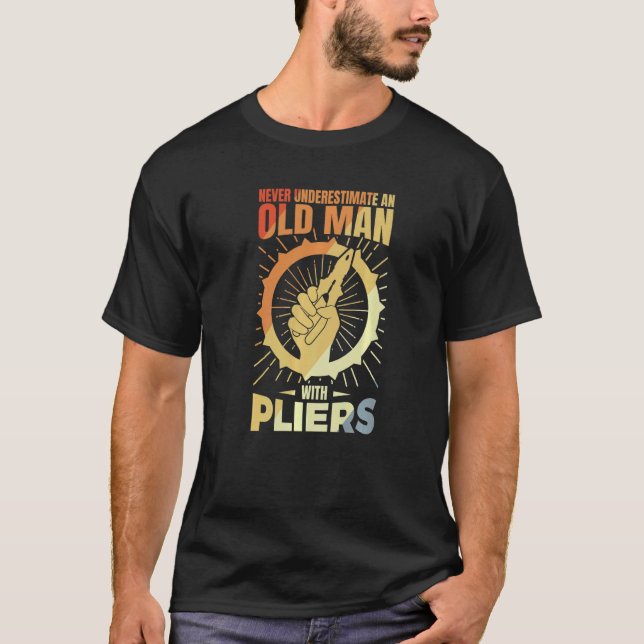Mens Old Man With Pliers T-Shirt (Front)