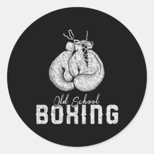 Mens Old School Boxing Clic Fighting Classic Round Sticker