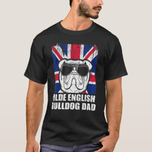 Mens Olde English Bulldog Dad Cool Uk Flag Vintage T-Shirt