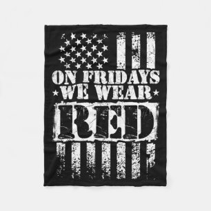 Mens On Fridays Wear Support Troops Red Fleece Blanket
