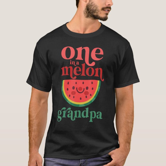 Mens One In A Melon Grandpa Cute Watermelon First  T-Shirt (Front)
