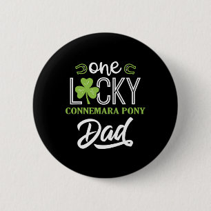 Mens One Lucky Connemara Pony Horse Dad Irish Hors 6 Cm Round Badge