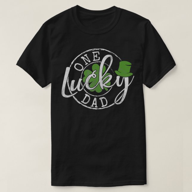 Mens One Lucky Dad Funny Father Irish St Patrick's T-Shirt (Design Front)