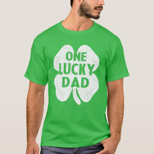 Mens One Lucky Dad Funny St Patricks Day Daddy Sha T-Shirt