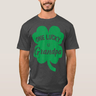 Mens One Lucky Grandpa Shamrock Four Leaf Clover S T-Shirt