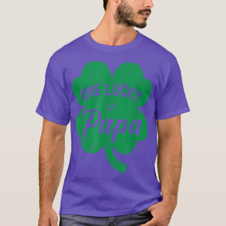 Mens One Lucky Papa Shamrock Four Leaf Clover St P T-Shirt
