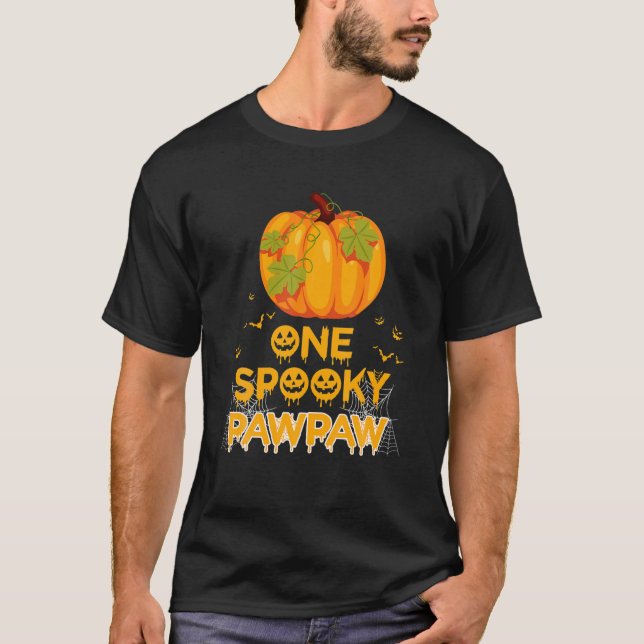 Mens One Spooky Pawpaw Funny Dad Family Halloween T-Shirt (Front)