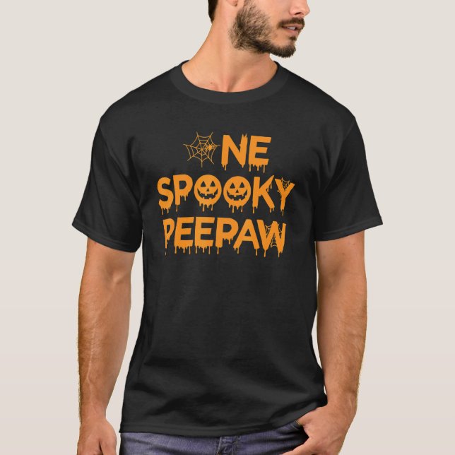 Mens One Spooky Peepaw Group Matching Halloween Co T-Shirt (Front)